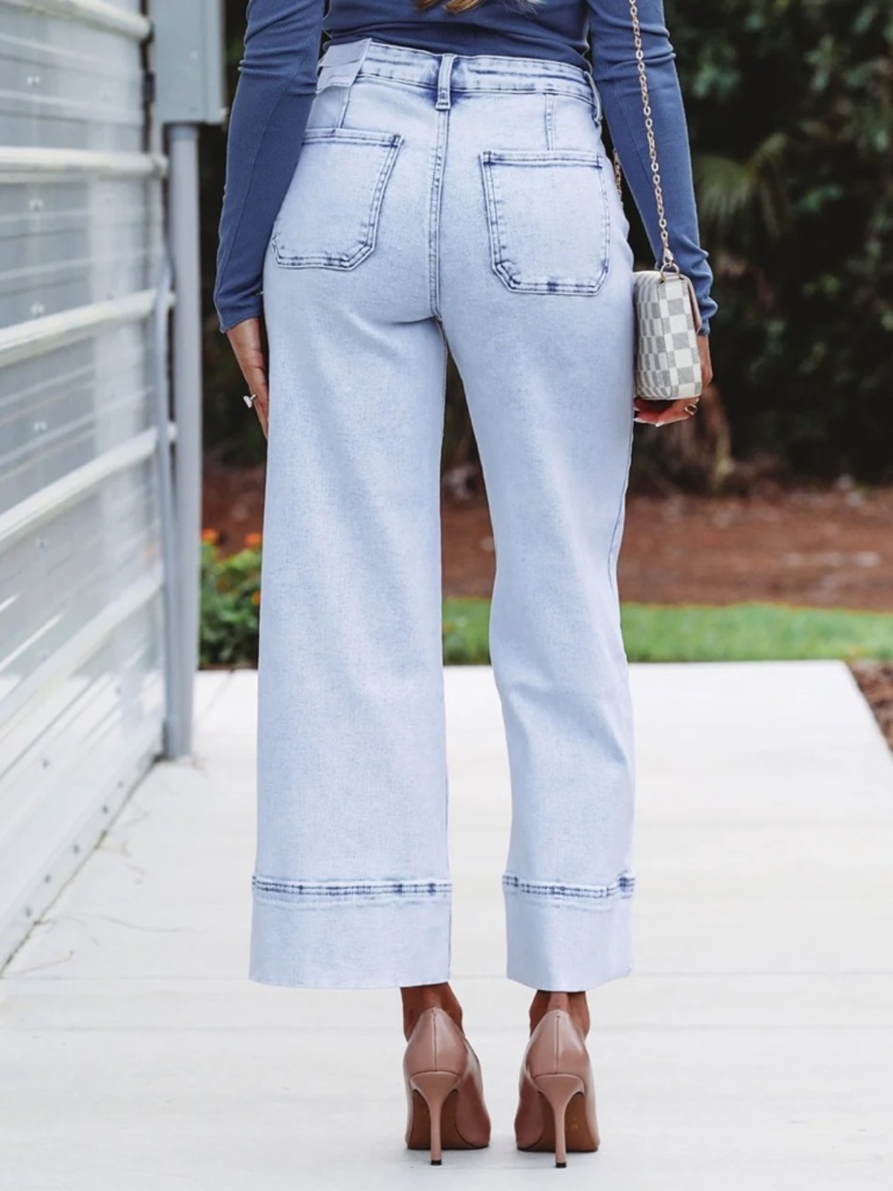 KANCAN Kassie High Rise Cropped Wide Leg blue Jeans 3 light wash cotton spandex - Picture 5 of 14
